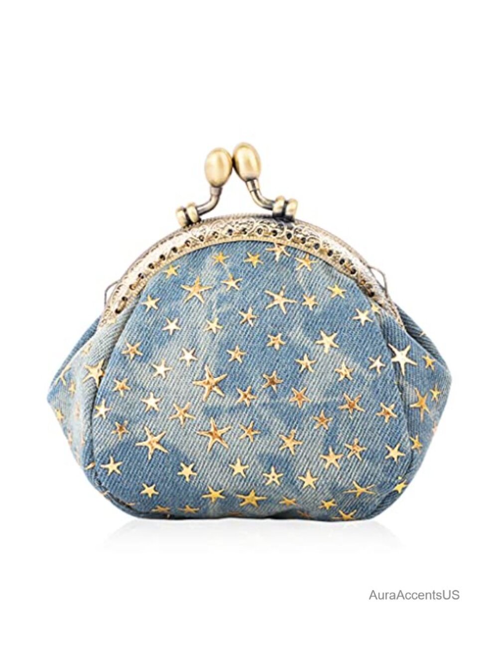 Denim Five-Pointed Star Coin Purse with Kisslock Clasp